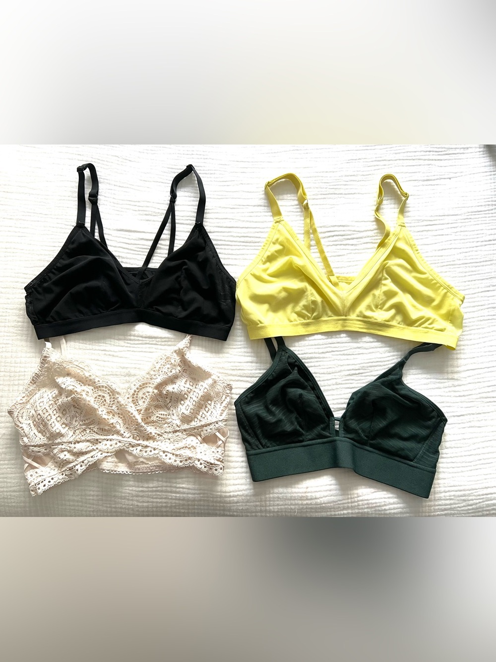 Women’s Wireless Bralette - Black, Yellow, Cream, Dark Green